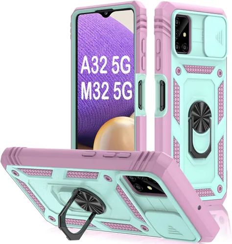 Vista 194 de PASNEW Funda militar para iPhone 13 Pro Max, cubierta de cámara deslizante y soporte de anillo de metal de 360°, carcasa rígida multicapa resistente
