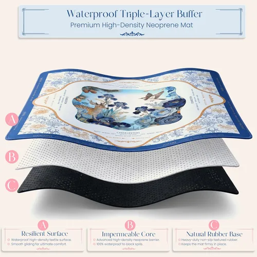Vista 7 de American Mahjong Mat and Racks Set: 31.5" x 31.5" Neopreno impermeable Ciervo azul