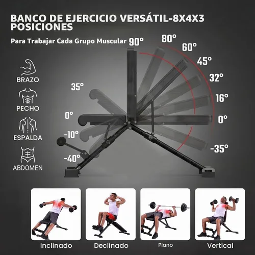 Vista 3 de OPPSDECOR Adjustable Weight Bench, 900LBS Incline Decline Flat for Home Gym
