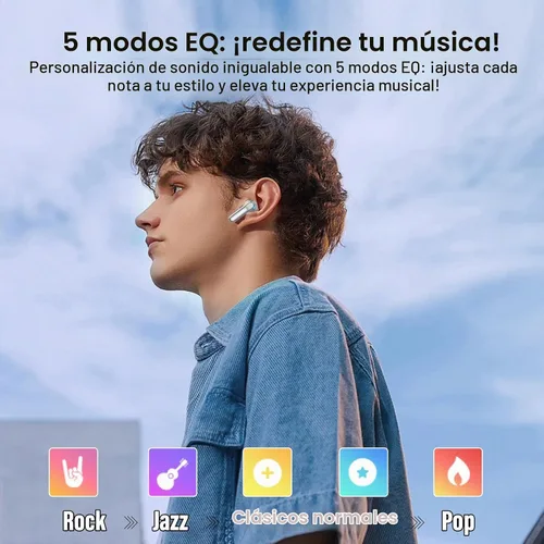 Vista 4 de Auriculares inalámbricos, auriculares Bluetooth 5.4 con pantalla táctil multifunción de 5 modos EQ, auriculares de 48H con graves estéreo y ANC