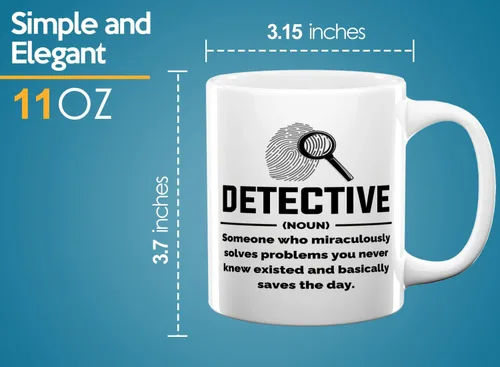 Vista 6 de Taza de café detective de 11 onzas, color blanco, Detective Def, oficial de policía, patrulla policial, detective, policía, policía, policía