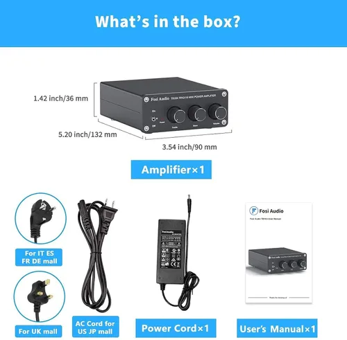 Vista 6 de Fosi Audio TB10A 2 canales estéreo amplificador de audio receptor Mini Hi-Fi Clase D amplificador integrado 2.0CH para altavoces domésticos 100W x 2