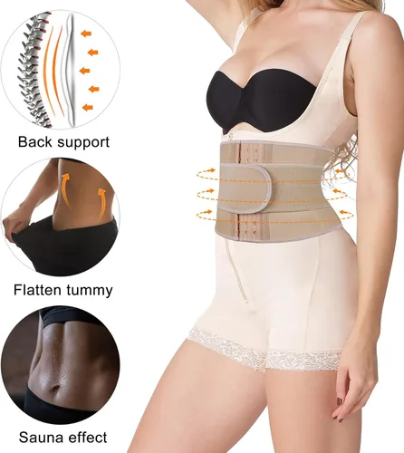 Vista 4 de Atbuty Entrenadores de cintura de torso corto para mujer, corsé debajo del busto, de látex, faja deportiva de reloj de arena