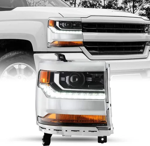 Vista 20 de JSBOYAT HID/Xenon para Chevy Silverado 1500 2016-2019 Conjunto de Faros Delanteros de Repuesto Proyector LED DRL Estilo OE de Fábrica Par Juego