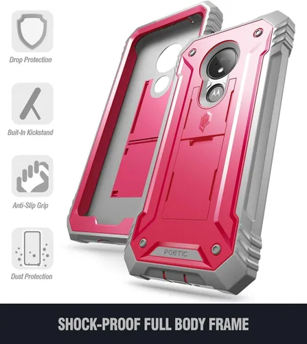 Vista 6 de Funda para Moto G7 Power, funda para Moto G7 Supra, Moto G7 Optimo Maxx, funda resistente de cuerpo completo, protector de pantalla integrado, funda