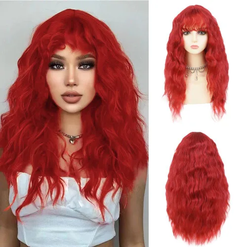 Vista 12 de Peluca rubia corta y rizada para mujer, longitud hasta el hombro, peluca de pelo ondulado con flequillo, resistente al calor, disfraz de cosplay