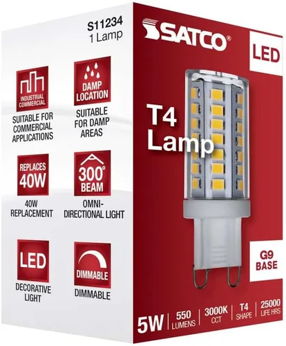 Vista 6 de Satco 5 vatios JCD LED claro 3000K G9 base 120 voltios