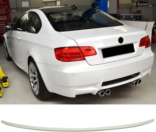 Vista 2 de Alerón de maletero prepintado compatible con BMW Serie 3 E92 2007-2013, estilo M3 ABS pintado # 300 blanco alpino trasero cubierta cubierta de #300
