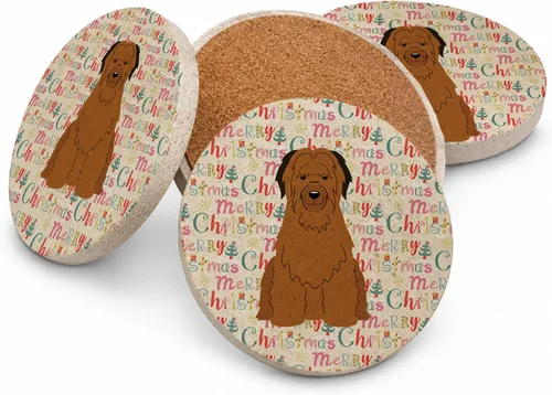 Vista 10 de Abyssinian Sand Terrier Merry Christmas - Posavasos grandes de piedra arenisca (4 unidades)