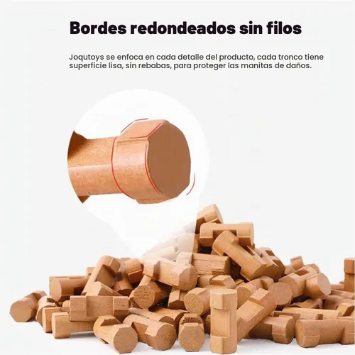 Vista 9 de 90 piezas de bloques de construcción de madera para niños pequeños, juego de troncos de cabaña de madera clásico, juguete educativo preescolar