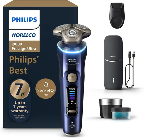Vista 10 de Philips Norelco Shaver i9000 Prestige Ultra, afeitadora eléctrica en seco y húmedo, tinta negra, tecnología SenseIQ Pro, sistema de triple elevación