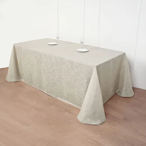 Vista 4 de BalsaCircle - Mantel rectangular de arpillera sintética de poliéster de alta calidad, 90 x 156 pulgadas, color beige