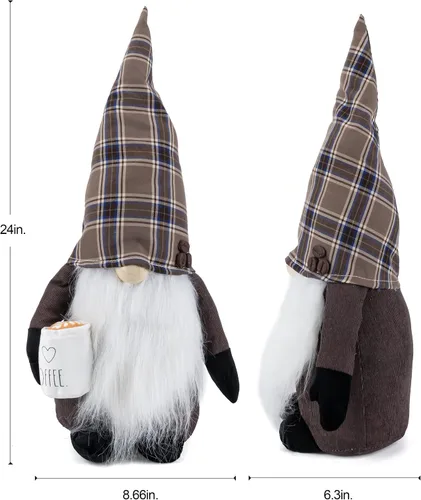 Vista 2 de Rae Dunn Gnomo de cocina – Decoración para el hogar – Escandinavo/sueco/nórdico Tomte Nisse Figura de felpa – 19 pulgadas elfo con barba adorno
