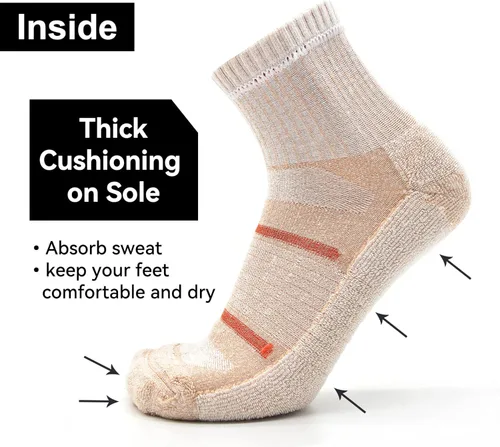 Vista 3 de Busy Socks Paquete de 3 calcetines de lana merino para correr para mujer, calcetines gruesos acolchados atléticos para senderismo y caminar