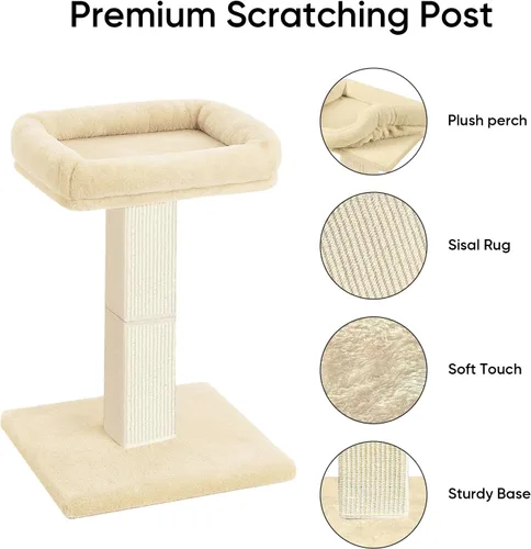 Vista 2 de AGYM Rascador para gatos, rascador para gatos de 32 pulgadas con percha de felpa grande, sisal y poste rascador de alfombra, postes verticales