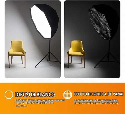 Vista 5 de Godox Photo Studio 80 cm 31.5 pulgadas Sombrilla octogonal portátil Softbox, soporte de trípode de 190 cm con soporte para zapata caliente