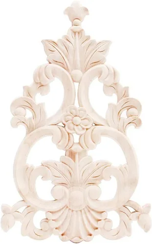 Vista 15 de Apliques de madera tallada Onlay sin pintar, apliques de madera y onlays para muebles (10,24x18 cm/ 9.06"x7.87")