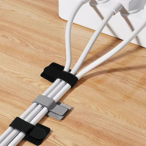 Vista 5 de 80 bridas de gancho y bucle, correas autoadhesivas de gancho y bucle, organizador de cables con parte trasera adhesiva, soporte ajustable