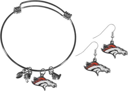 Vista 19 de Siskiyou Sports NFL womens Dangle Earrings and Charm Bangle Bracelet Set