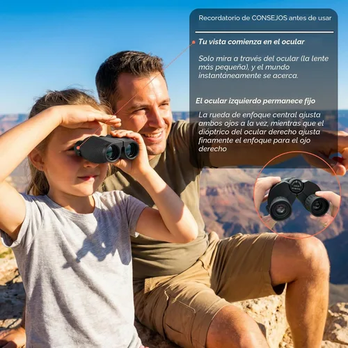 Vista 7 de Hontry Binoculares para adultos y niños, prismáticos compactos de 10 x 25 para observación de aves, teatro y conciertos, juegos de caza y deportes