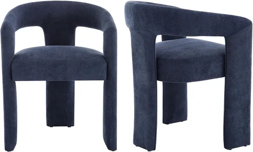 Vista 9 de Modern Boucle - Juego de 2 sillas de comedor tapizadas con diseño de barril con brazo, cómodas sillas laterales para cocina, comedor, recepción