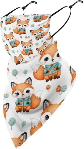 Vista 8 de Bufanda triangular reutilizable para la cara, bufanda con lazo para las orejas, bandana con protección solar UV