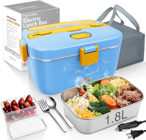 Vista 12 de COZYEXPERT Lonchera Eléctrica Portátil Calentadora de Alimentos 100W 1.8L Calentador de Alimentos Portátil para Adultos 12V/24V/110-230V para Negro
