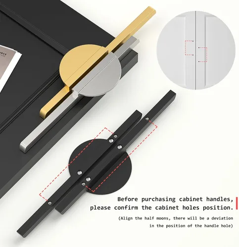 Vista 5 de homdiy Paquete de 2 tiradores negros de media luna para cajones de cocina, manijas de gabinete de cocina, accesorios negros modernos para armarios