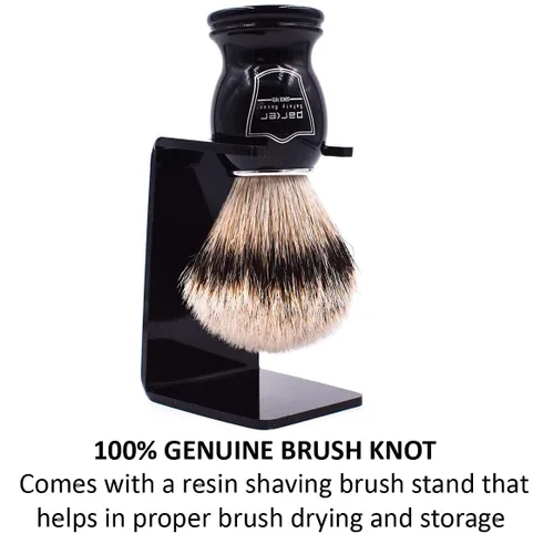 Vista 6 de Parker Safety Razor 's 100% Silvertip - Brocha de afeitar de cerdas de tejón – Soporte para cepillo incluido (mango negro)
