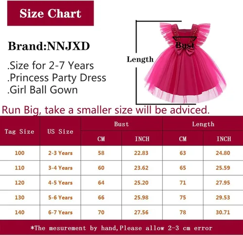 Vista 2 de NNJXD Vestido de princesa para niña, vestido de tul para fiesta de boda
