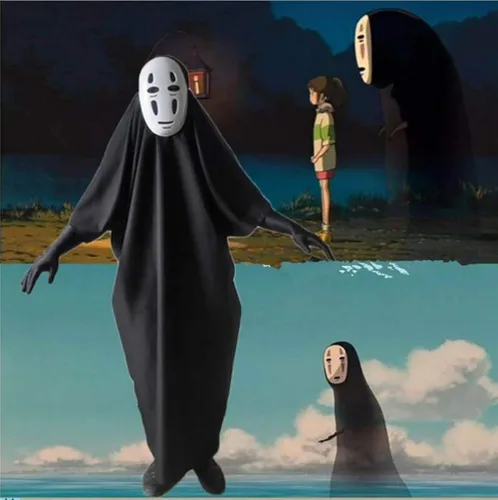 Vista 5 de No Face Man Kaonashi - Disfraz de cosplay de Halloween con máscararopa guantes