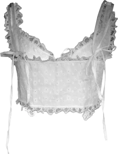 Vista 5 de Women Lace Trim Cami Tanks Sleeveless Tie Up Crop Shirt Tops Slim Fit Retro Open Front Cardigan Fairy Y2k Tank Top
