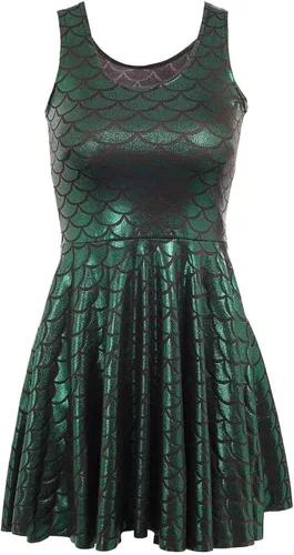 Vista 4 de Zoestar Vestido de sirena a escala de pez, sin mangas, vestido de baile brillante, vestido de fiesta de club, vestido de disfraz para mujeres y niñas