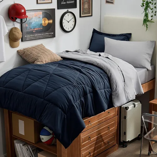 Vista 19 de BEDELITE Juego de ropa de cama con edredón tamaño individual de 5 piezas, reversible, en una bolsa - Juego de cama de lujo suave de microfibra