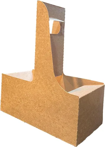 Vista 2 de Portabidoras de cartón kraft de 2 tazas (paquete de 10) – Portadores de bebidas duraderos para bebidas calientes o frías – Perfecto para servicio