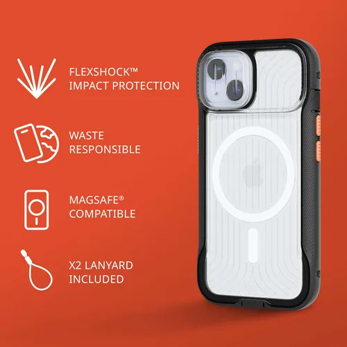 Vista 3 de Tech21 Evo Max - Funda para iPhone 15, compatible con MagSafe, funda de protección contra impactos, cordones incluidos, color negro activo