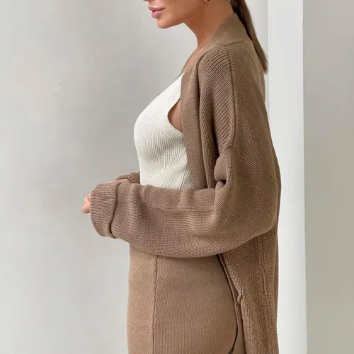 Vista 6 de Conjunto deportivo a juego de 2 piezas para mujer, conjunto de suéter de punto de gran tamaño para otoño