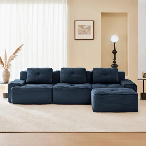 Vista 38 de Sofás modulares sin hueso de 152.8 pulgadas para sala de estar, sofá modular con diván en forma de L, cómodo asiento profundo tapizado de tela