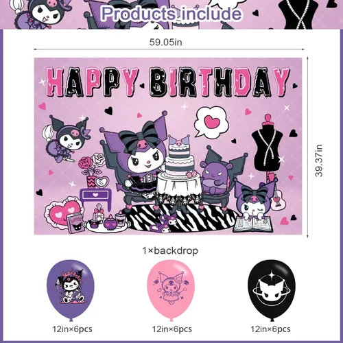 Vista 2 de Fondo de fiesta de cumpleaños de anime, decoración de fiesta de cumpleaños, pancarta temática de feliz cumpleaños, fondos de fotos para niños