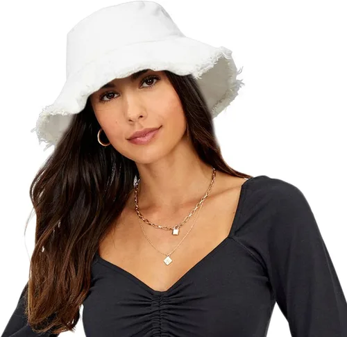 Vista 7 de Sombrero de playa para mujer de ala ancha lavada, sombrero plegable con protección solar UPF 50+ Beige