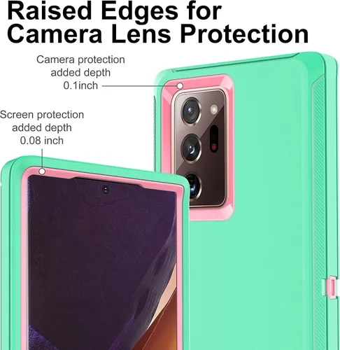 Vista 3 de Funda para Note 20 Ultra, Galaxy Note 20 Ultra con protector de pantalla de TPU flexible autorreparable (paquete de 2), funda de protección 3 en 1