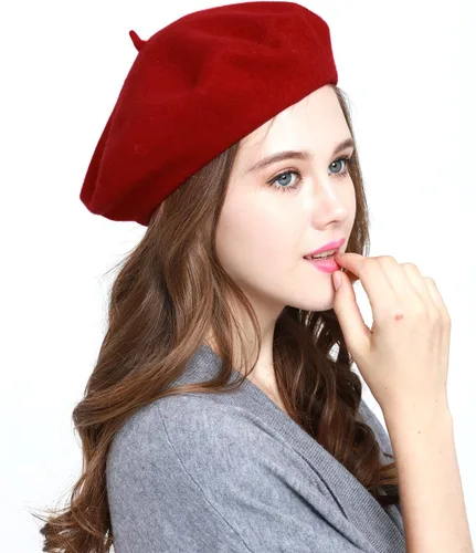 Vista 43 de WW004 Invierno 100% Lana Cálida Arte Francés Vasco Boina Tam Beanie Cap