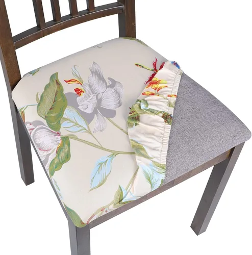 Vista 25 de SearchI Juego de 2 fundas de asiento para sillas de comedor, fundas de asiento elásticas con estampado, extraíbles y lavables, fundas de cojín