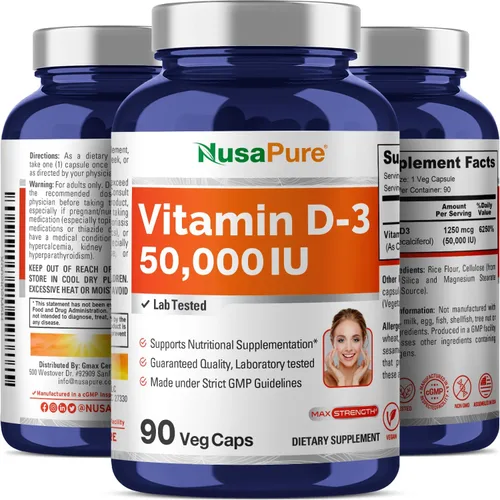 Vista 5 de NusaPure Vitamina D3 50,000 UI 90 Cápsulas Vegetales (sin OGM)