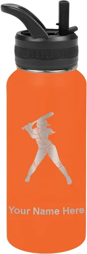 Vista 61 de LaserGram Botella de agua personalizada de 32 onzas, jugador de softbol Regalo grabado para jugadores de sóftbol, acero inoxidable aislado al vacío
