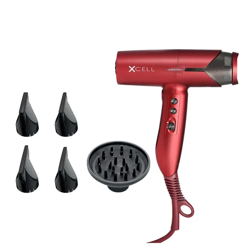 Vista 6 de GAMMA+ XCell Professional Ultra-Lightweight Hair Dryer Digital Motor Ionic Technology Whisper Quiet 12 Heat/Speeds Rojo mate