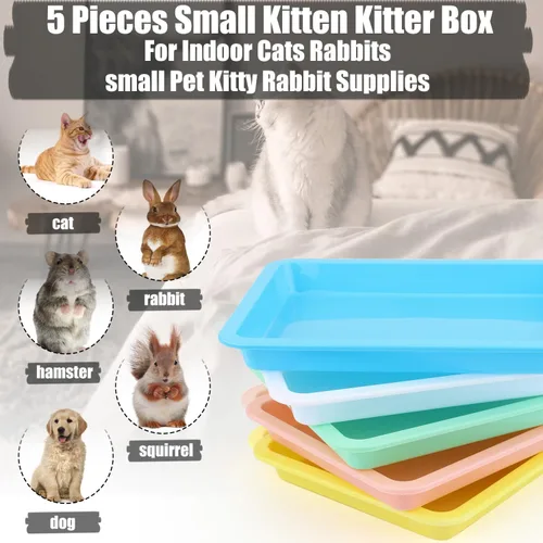 Vista 3 de TOYMIS 5 bandejas y sartenes de plástico para gatos de interior (5 colores)