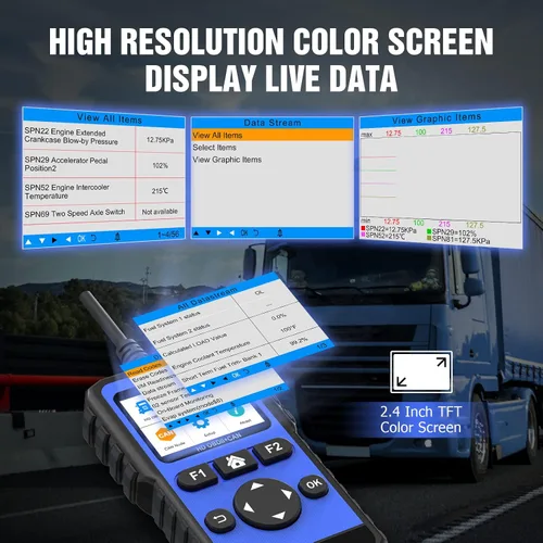 Vista 5 de OBDResource Full Systems - Herramienta de escáner de camión resistente HD OBD/EOBD/OBD2, herramienta de diagnóstico automotriz para camiones