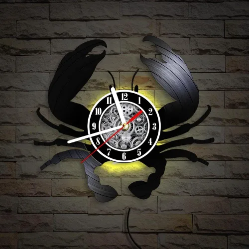 Vista 7 de The Geeky Days Big Crab - Reloj de pared LED con mando a distancia, 7 colores, luz de 12 pulgadas, cuarzo silencioso, náutico, océano, mariscos