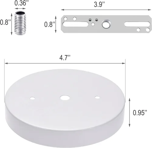Vista 2 de ECUDIS Kit de toldo de luz colgante, placa de cubierta de lámpara de techo de 4.7 pulgadas con accesorios de montaje para candelabro, toldo de Blanco